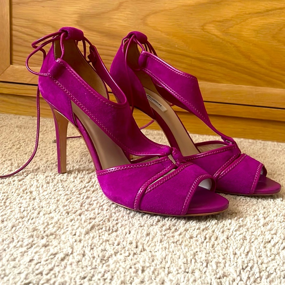 L.K. Bennet Purple Suede Heels, Size 7 1/2 or 38 1/2. Lightly worn.